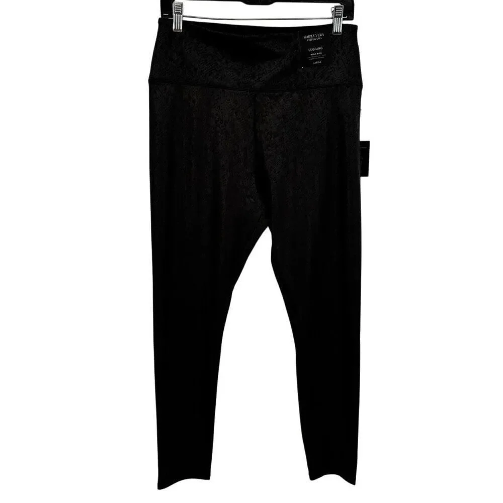 SIMPLY VERA WANG HIGH RISE LIVE-IN FAUX LEATHER SHAPING LEGGING Black Large